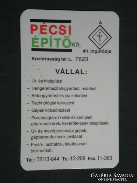 Kártyanaptár, Pécsi KÉV építőipari Kft, út hídépítés, 1991,   (3)