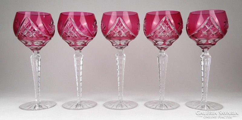 1P560 old champagne stemmed crystal glass 5 pieces