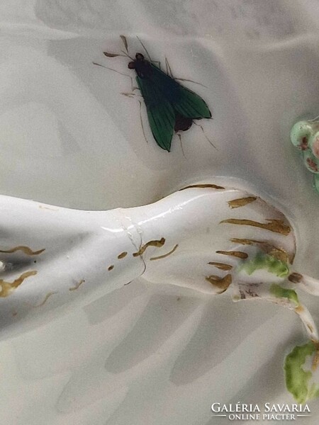 Antik meisseni Augustus Rex Helena Wolfshon virágtartó Rotschild madár minta 17cm