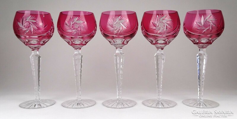 1P560 old champagne stemmed crystal glass 5 pieces