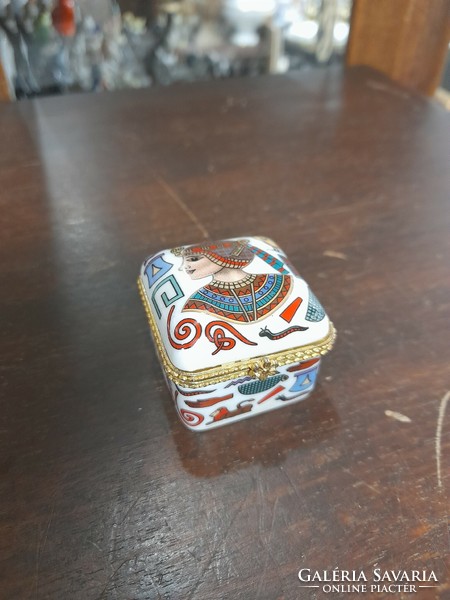 Egyptian hand-painted porcelain bowl, box.