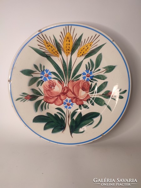 Old abbot's village painted folk hard ceramic wall plate
