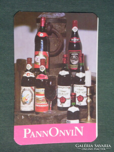 Kártyanaptár, Pannonvin borgazdasági kombinát,Pécs, Villányi Merlot vörösbor, 1990,   (3)