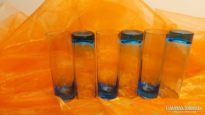 Set of retro blue glass tumblers. 6 pcs