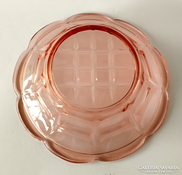Old Czech salmon pink glass bowl