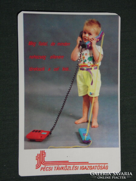 Kártyanaptár, MATÁV távközlés Rt. Pécs, telefon, gyerek modell, 1992,   (3)