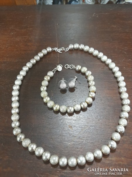 Silver 925, laced ball style jewelry set, set. 36 Grams.