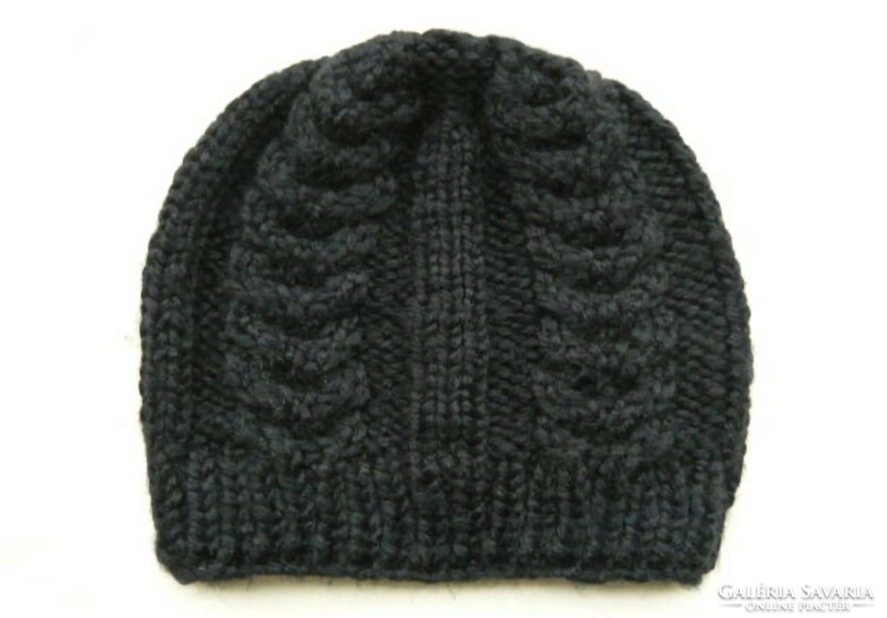 Hand-knitted, unique black men's hat new