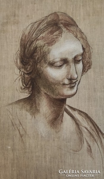 Restoration study painting (copy) Leonardo da Vinci - detail of the Virgin and Saint