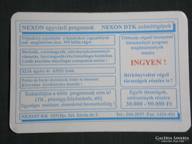 Kártyanaptár, Nexon számítógépek, ügyviteli programok, Budapest,1993,   (3)