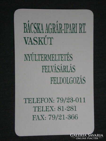 Kártyanaptár, Bácska MGTSZ, Vaskút, nyúl vágó üzem, 1993,   (3)