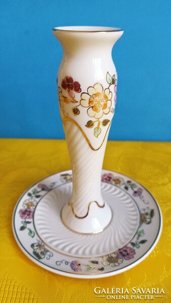 Zsolnay butterfly pattern candle holder porcelain