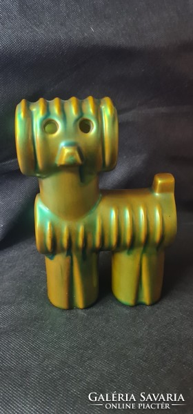 Zsolnay eozin art deco pipe dog created by Palatine Judit
