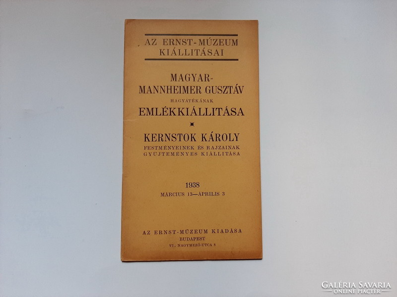 Magyar-Mannheimer Gusztáv - Kernstok Károly, Ernst Múzeum, 1938, kiállítási kiadvány,