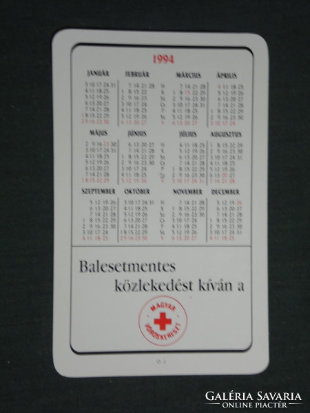 Kártyanaptár, Magyar vöröskereszt, grafikai rajzos, elsősegély , 1994,   (3)