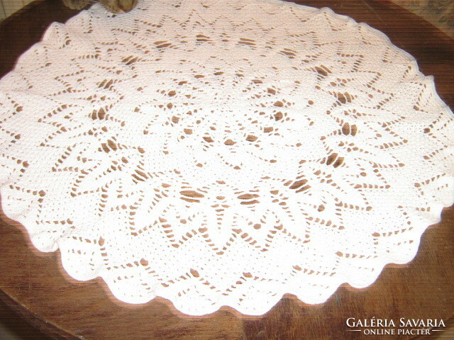 Beautiful hand-crocheted white tablecloth