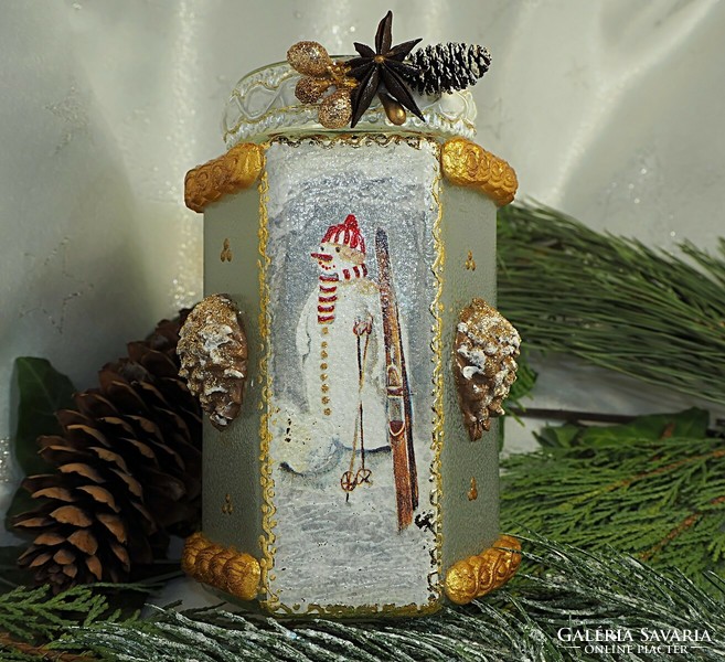 Handmade Christmas candle holder glass