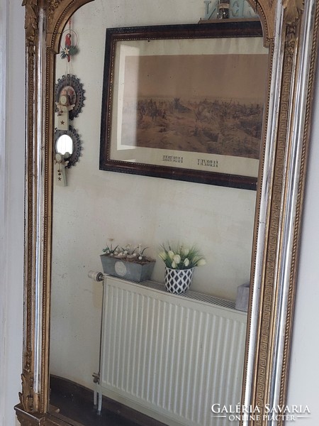 Felső díszes biedermeier tükör eredeti lapezüsttel 162cm x 82 cm