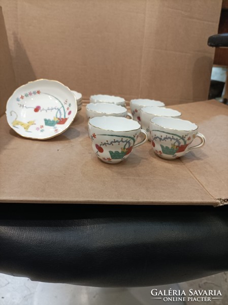 XIX. Early 19th century Meissen coffee cups with 6 small plates.