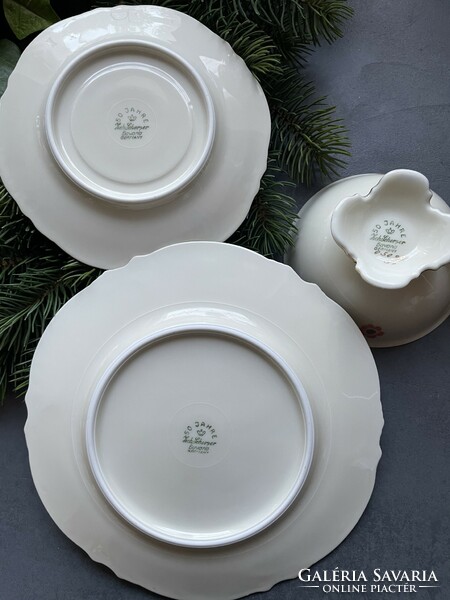 Wonderful collector's Bavarian Hehscherzer floral breakfast tea cup set, trio
