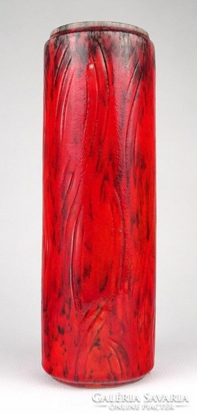 1P732 retro red ceramic vase cylindrical vase 27 cm