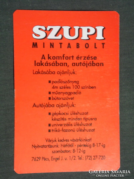 Card calendar, Supi carpet sample shop, Pécs, 1993, (3)