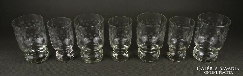 1P576 old retro polka dot glass glass set 4+3 pieces