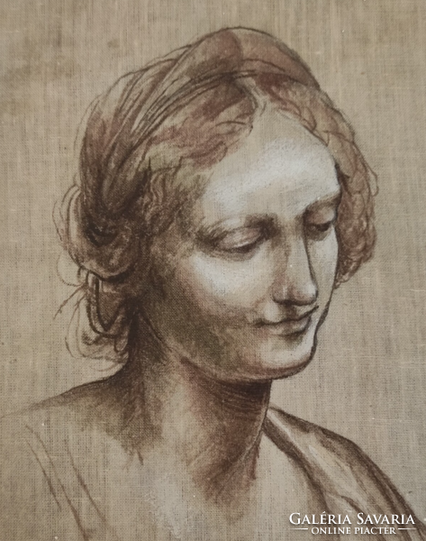 Restaurátori tanulmány festmény (képmásolat) Leonardo da Vinci- Részlet a Szűz és Szent