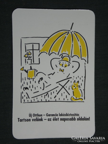 Kártyanaptár, Garancia biztosító, grafikai rajzos, humoros, 1993,   (3)