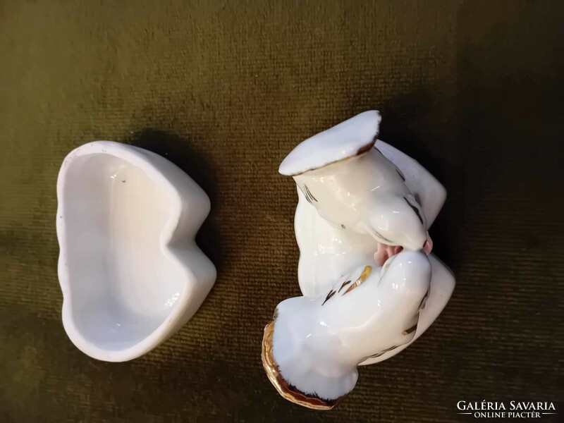 Pici porcelán kínai ékszertartó galambokkal