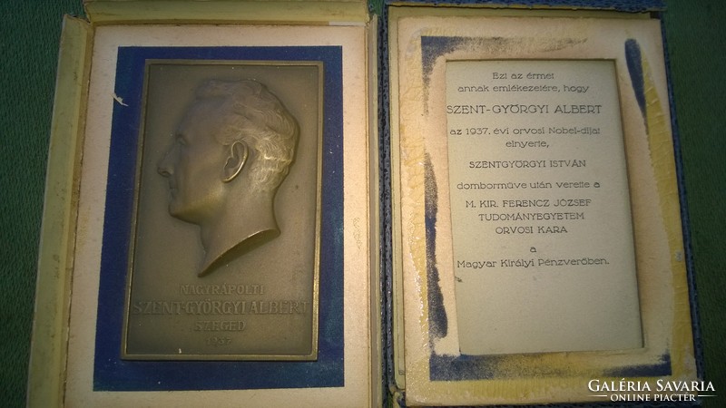 Szent-györgyi Albert bronze plaque in its original box
