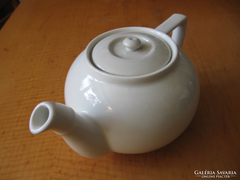 Large classic oriental shape old tea pot, jug and 6 cup set creamy white