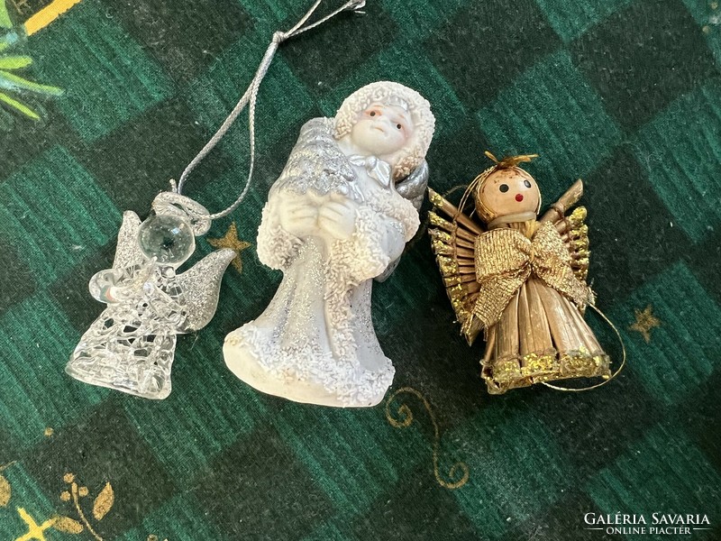 Three vintage angels Christmas tree decorations