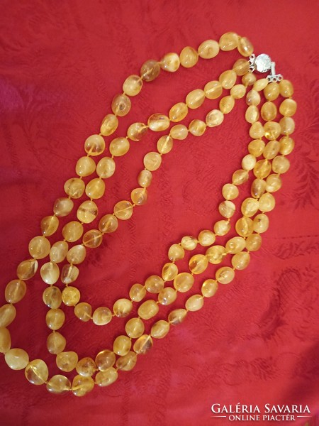 Real amber triple row necklaces