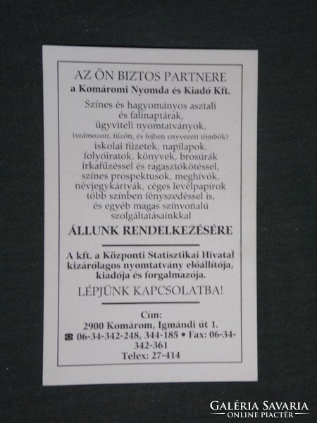 Card calendar, Komárom printing house, Komárom, 1994, (3)