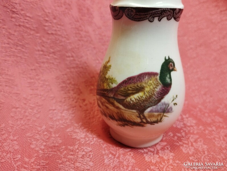 Royal worcester, palissy, beautiful English porcelain salt shaker, game bird