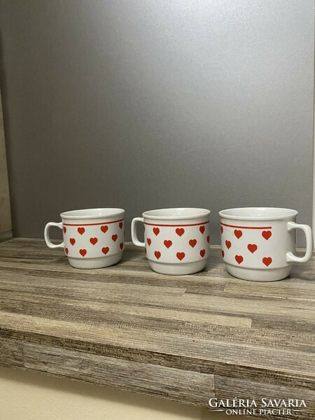 3 Pcs retro heart shaped Zsolnay mugs