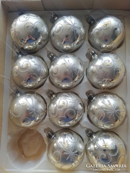 Old silver Christmas ball set - gift cone with decoration
