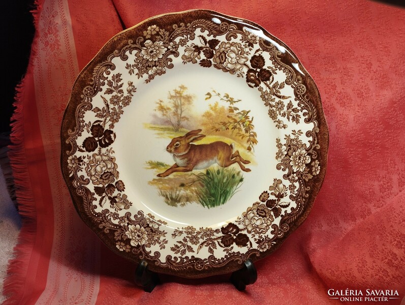 Royal worcester, palissy, beautiful English porcelain large flat serving bowl, hare in the middle