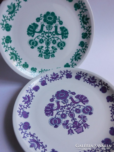 Lowland plates with folk bird pattern 24 cm - 2 pieces