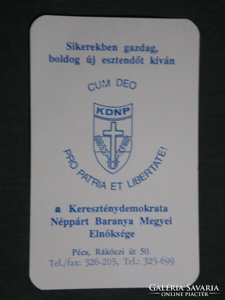 Card calendar, politics, kdnp people's party presidency, Pécs, 1994, (3)