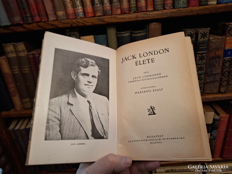 Kb 1920 ATHENEAUM-JACK LONDONNÉ:JACK LONDON ÉLETE --eredeti boritóval kötött korabeli k.k.kötés