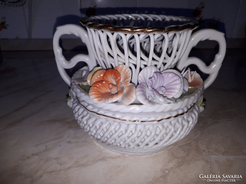 Rare porcelain vase with openwork rose ears