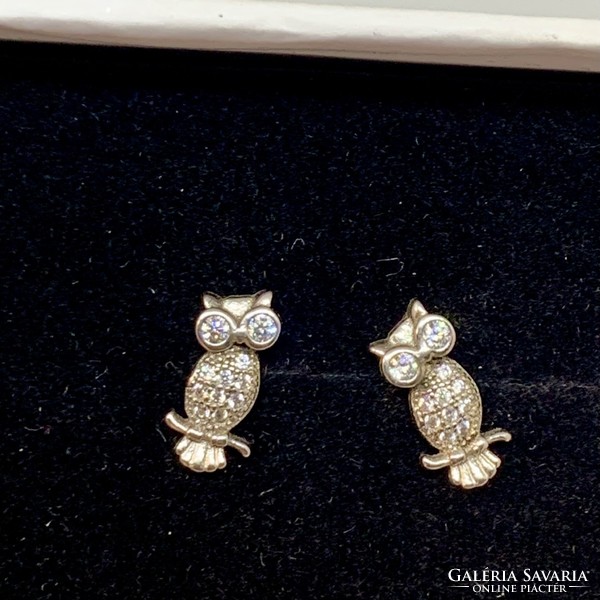 Small owl, silver earrings