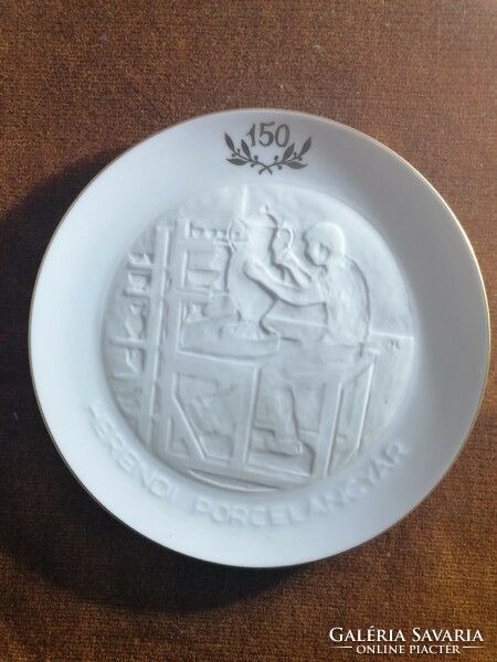 Small plate issued for the 150th anniversary of the Herend porcelain factory