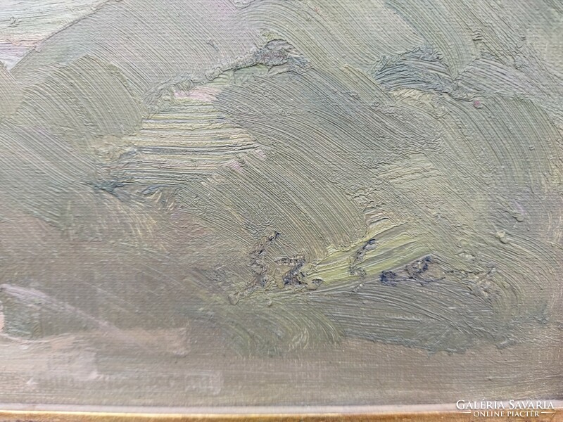 Balaton.Tihanyi kikötő olaj festmény vászon hordozón.