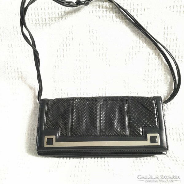 Gm gisela müller vintage women's shoulder bag with snakeskin insert