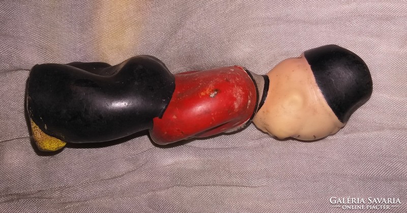 Retro whistle rubber toy boy with ship 15 cm old