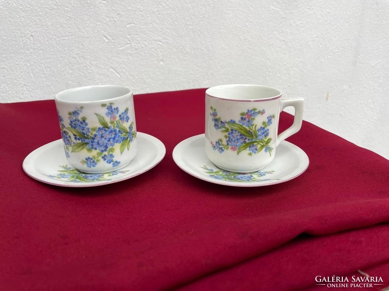 Mocha forget-me-not Zsolnay coffee mugs and saucers
