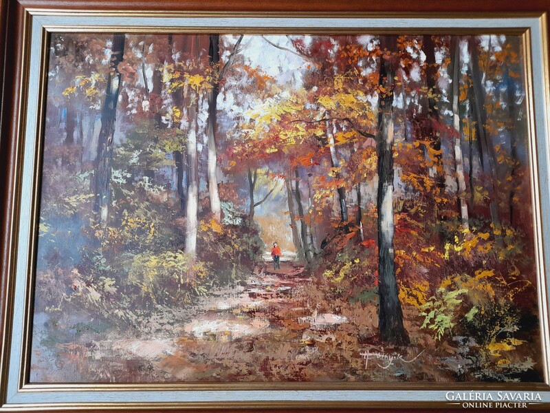 Hornyik Zoltán, Őszi délután, festmény, 50 x 70 cm